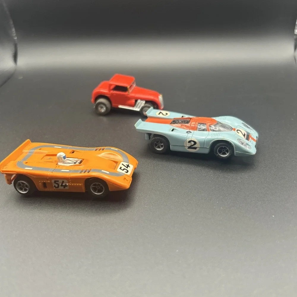 AURORA MCLAREN AFX RARE TEAL BLUE #54 & YELLOW FERRARI CAN AM HO SLOT CAR #15